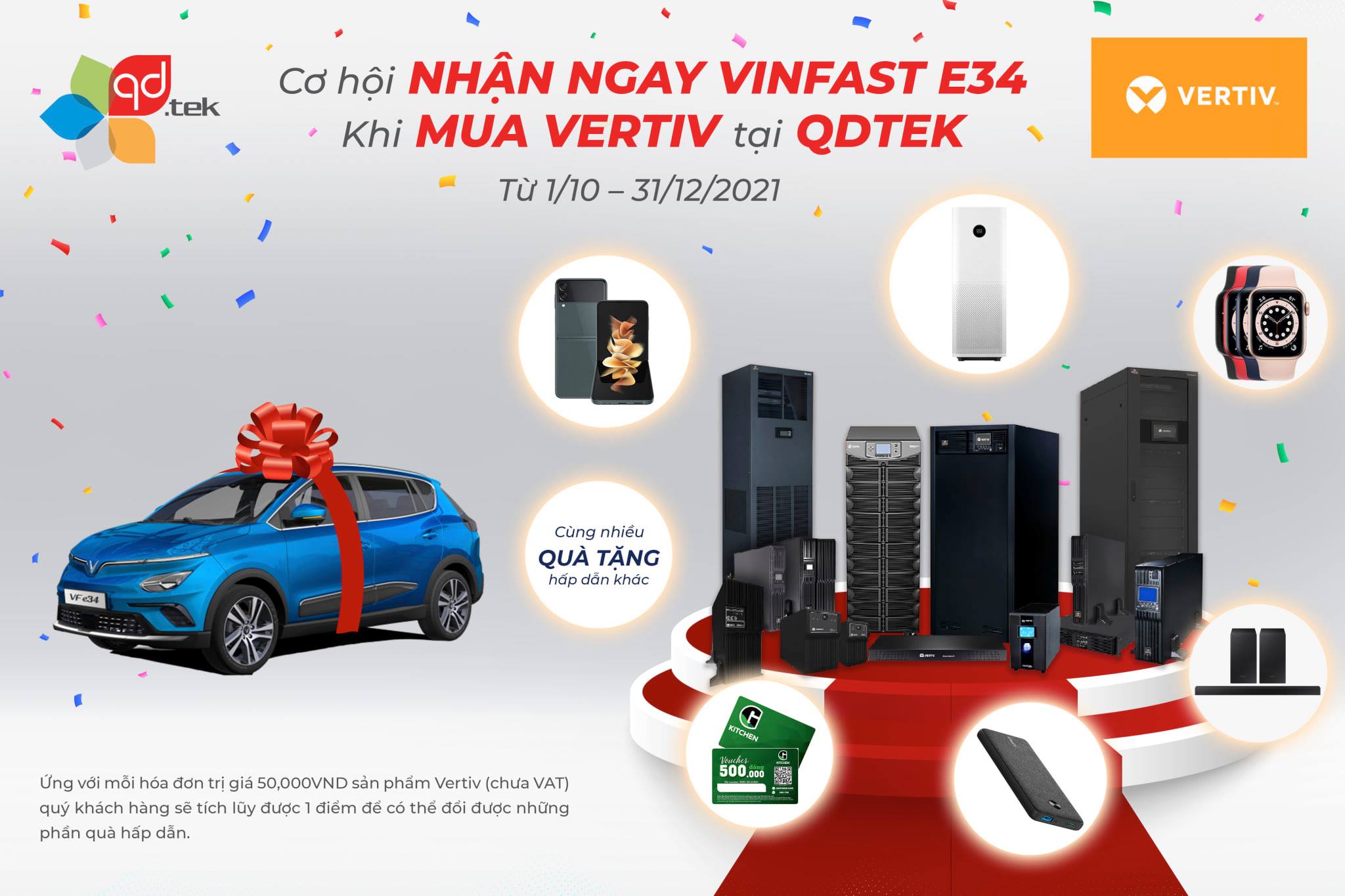 Cơ hội nhận ngay #vinfast_e34 khi mua VERTIV tại QDTEK!!