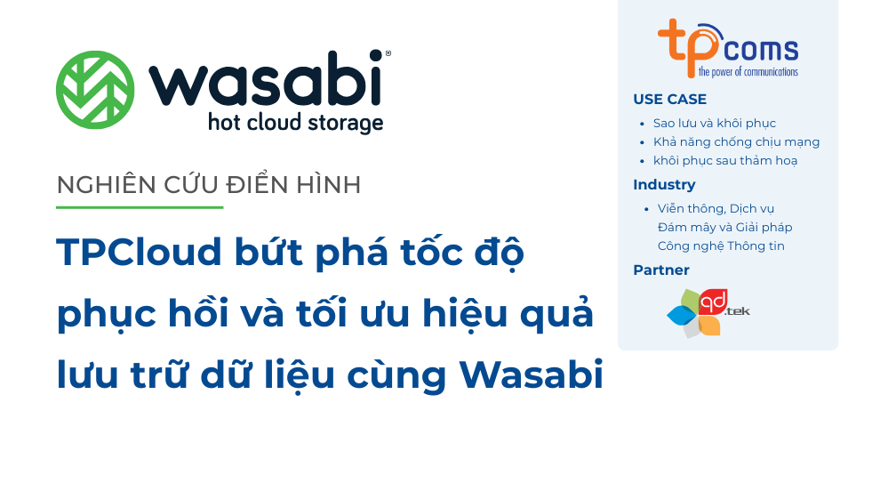 TPCloud bứt phá tốc độ phục hồi và tối ưu hiệu quả lưu trữ dữ liệu cùng Wasabi
